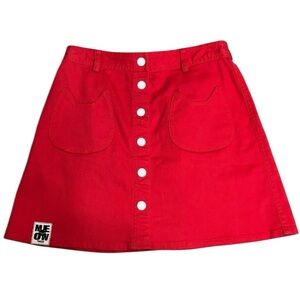 Toby Black Meow Red Cat Pocket Mini Skirt Size M Kawaii Cotton